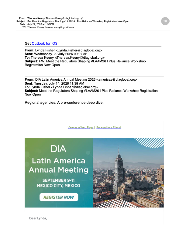 Original DIA event email before redesign