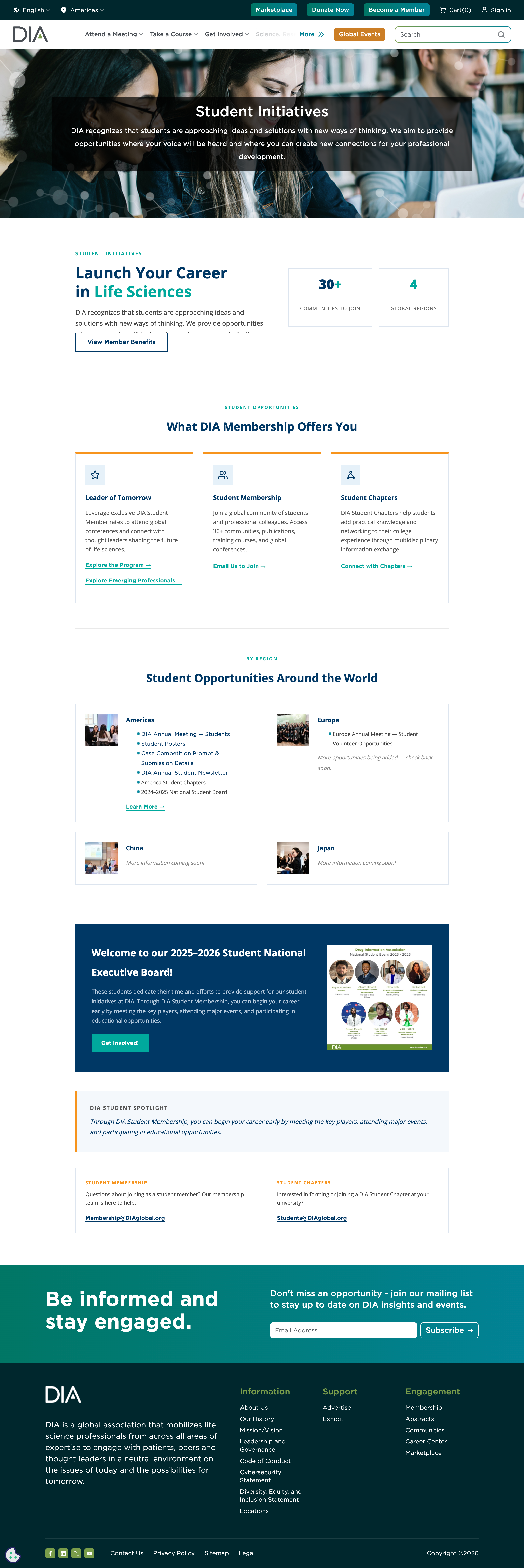 DIA Student Initiatives webpage